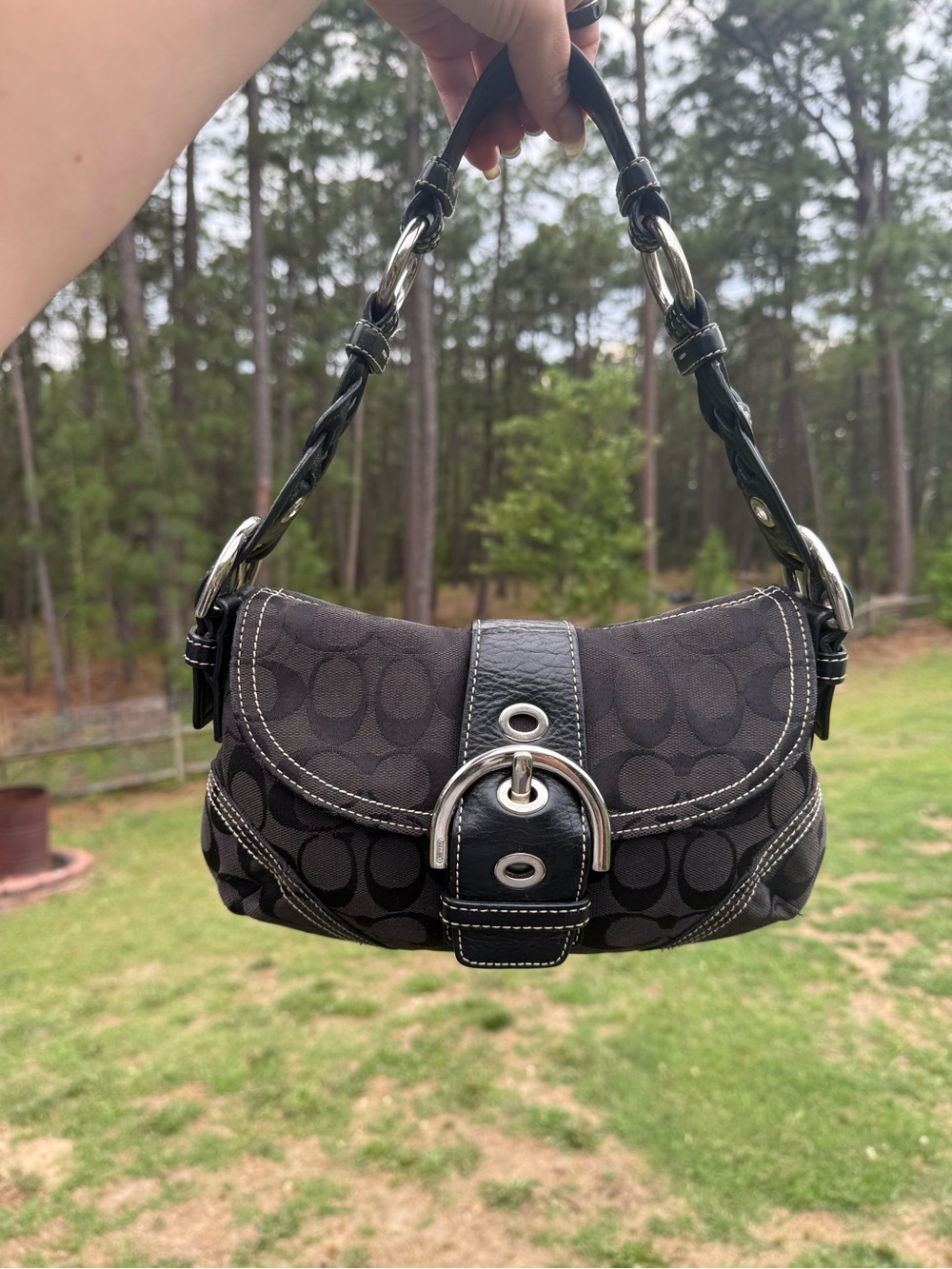Coach Soho Signature Canvas Mini Buckle Flap
